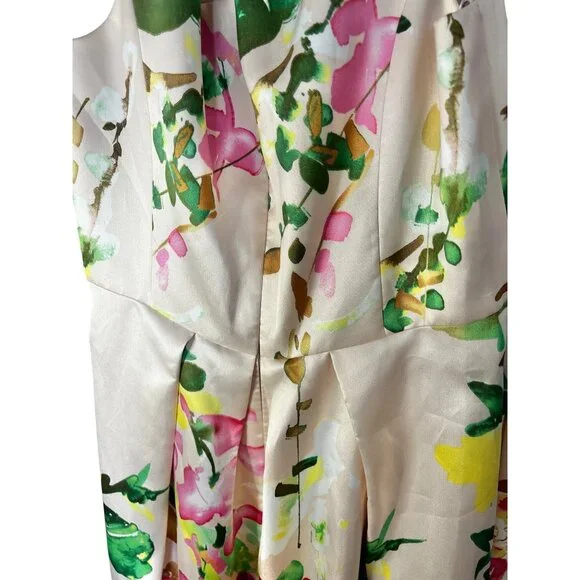 Alfred Sung Blush Bouquet Floral Hi-Low Dress Floral size M Sateen Twill Cocktai - Picture 5 of 16